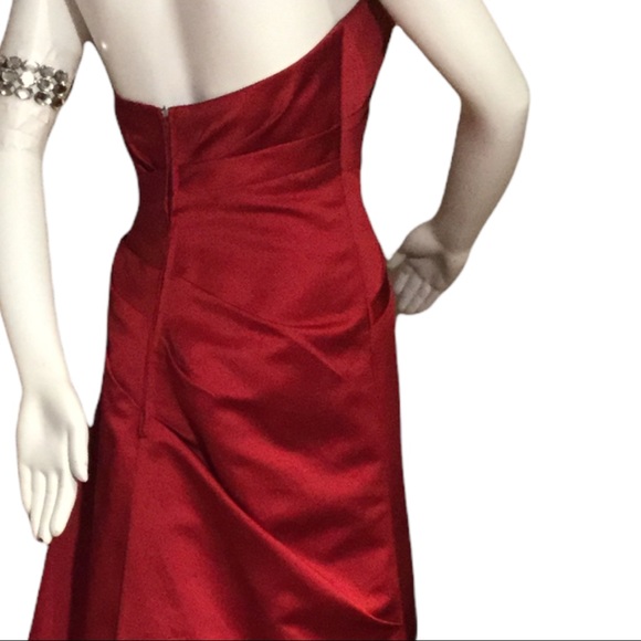 Andrew Adela Red Satin Formal Bridesmaid / Prom / Party Size 6 - Picture 4 of 9